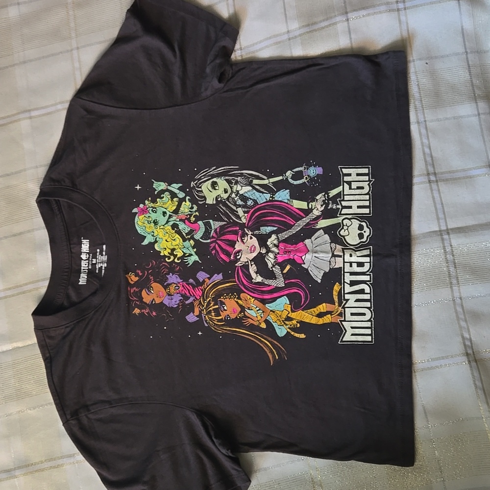 Monster High Black Tee with Colorful Characters